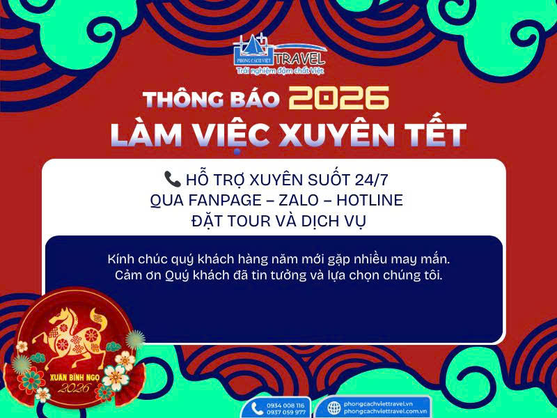 THÔNG BÁO LỊCH NGHỈ TẾT ÂM LỊCH BÍNH NGỌ 2026 – PHONG CÁCH VIỆT TRAVEL 